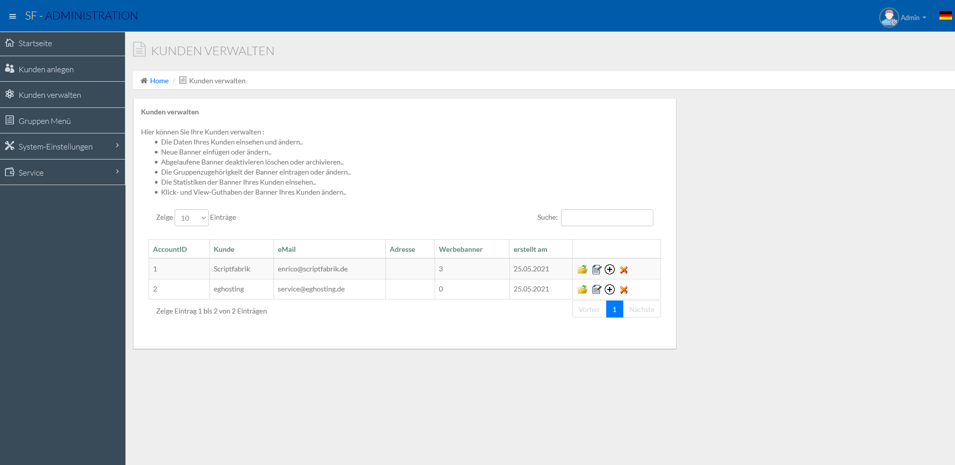 Bannermanagement System